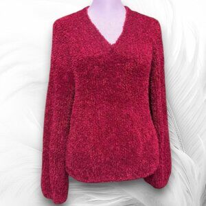 New Women's Handmade Crimson Knitted Sweater Size M/L